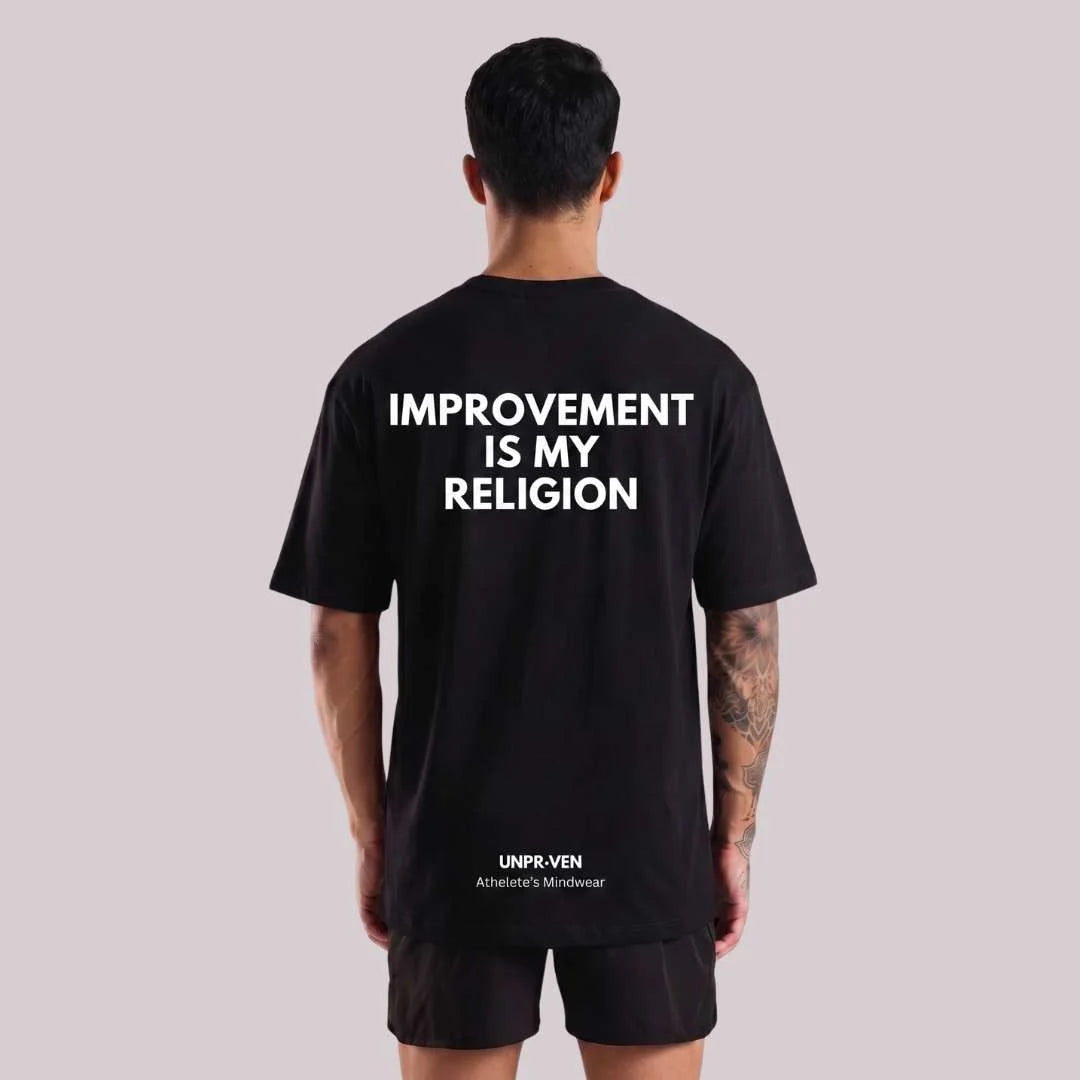 Improvement is my religion training tees oversize  t shirt boxy fit  from Unproven 