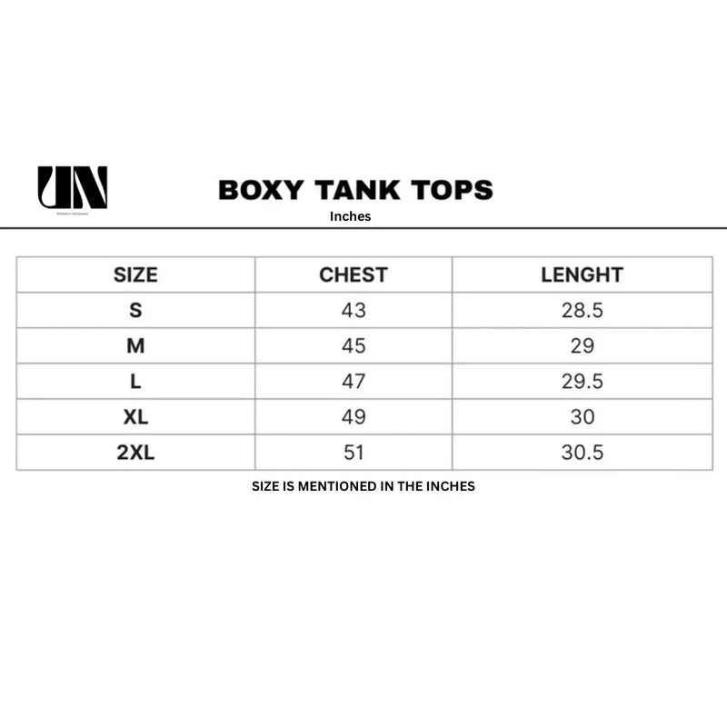 Size chart for Running Club Tank