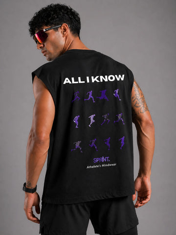 All I Know Oversized Gym Tank Top for Men – Black
