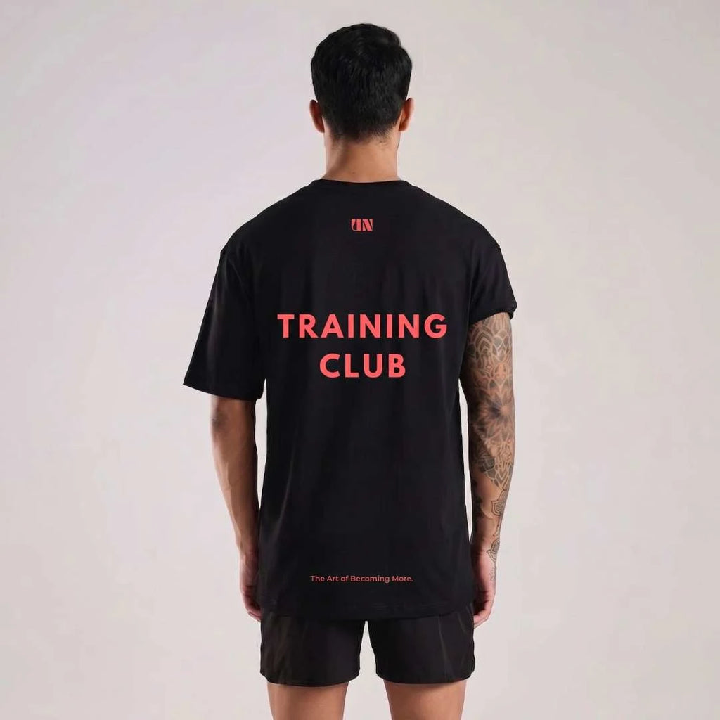 Made with the softet cotton 240 Gsm french terry supima cotton perfect for gym, workouts, running and hyrox tee, with design on back side TRAINING CLUB