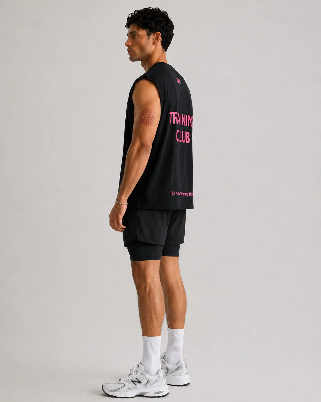 side view of the training club oversize relaxed fit tank top by unproven