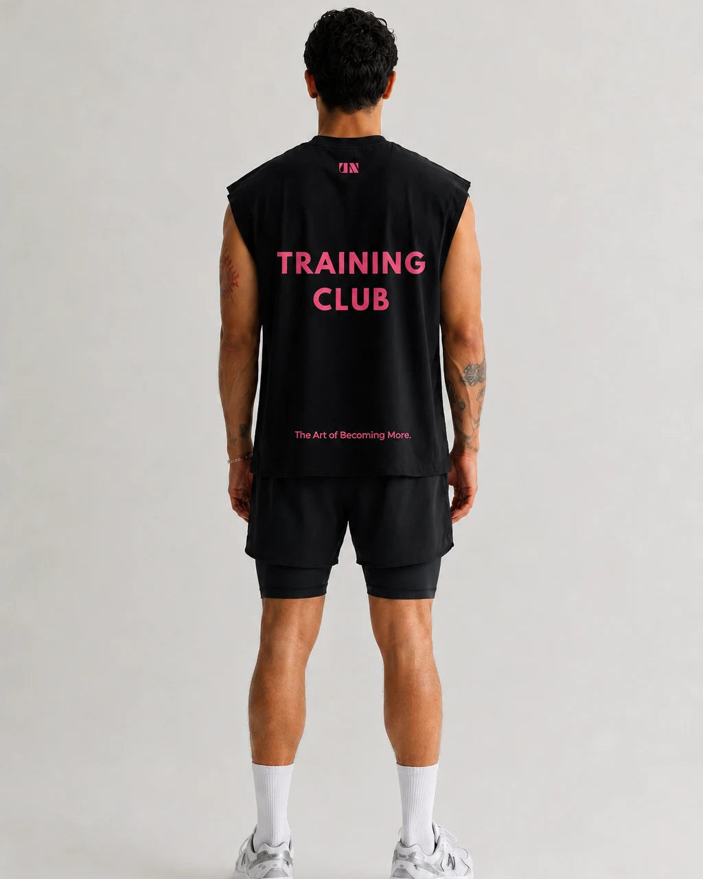 Training Club black boxy tank top for gym workouts and performance training
