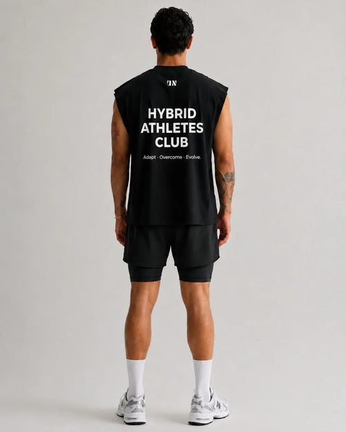 Hybrid Athletes Club boxy training tank top for hybrid athletes and gym workouts