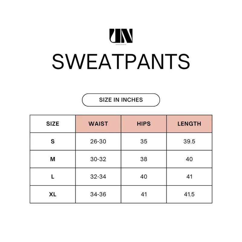 Size chart for Unproven Black Sweat Pants